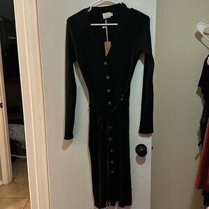 Dreamers by Debut black button down sweater dress NWT M/L